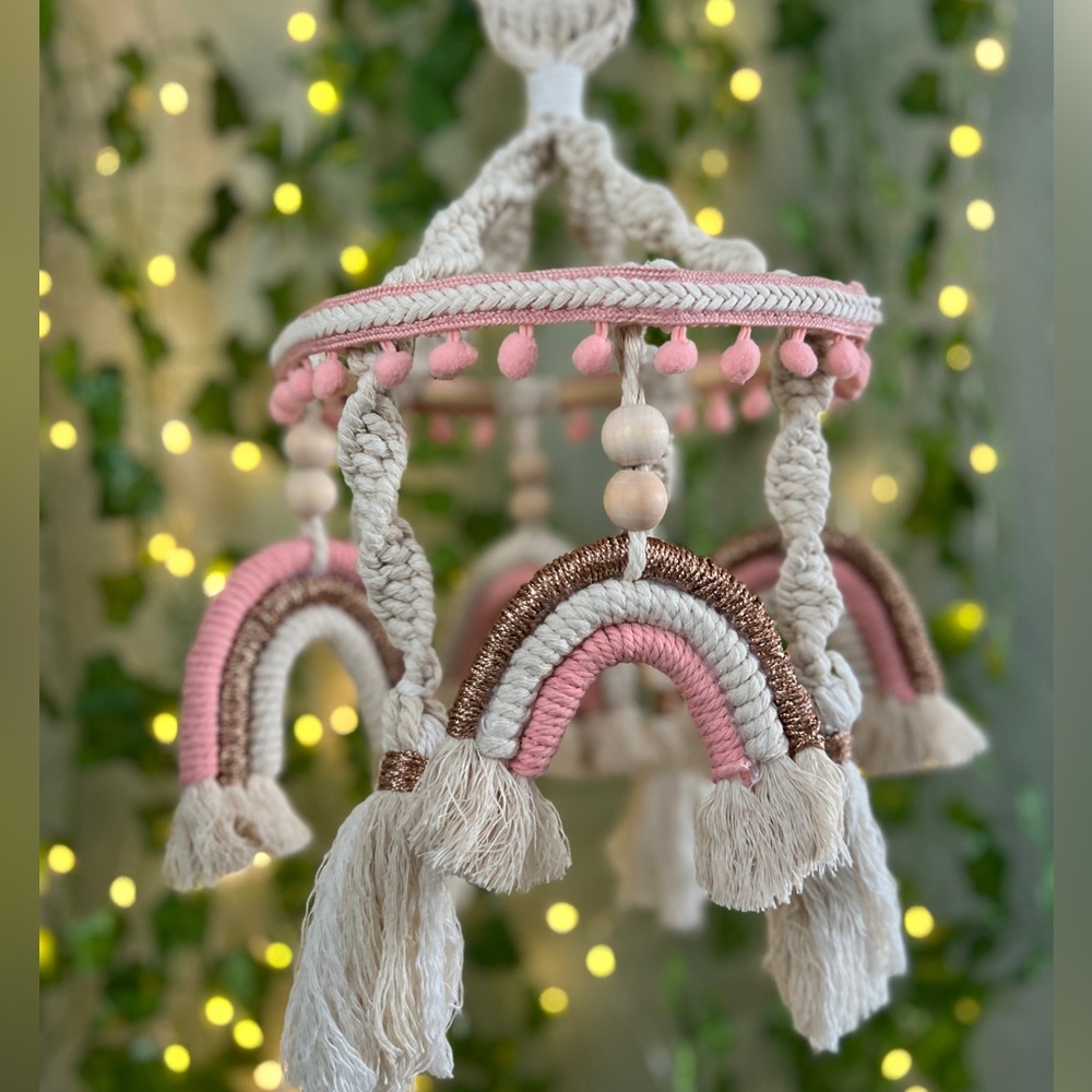 Macrame boho baby mobile